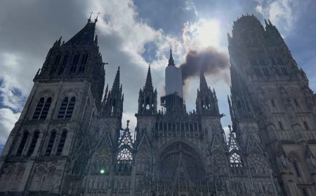 Medieval Rouen cathedral in France caught fire
