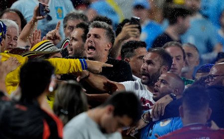 Uruguay footballers clash with Colombia fans after Copa America match