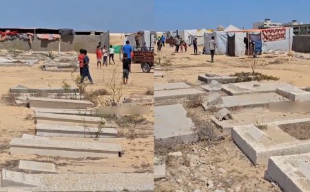 Displaced Palestinians forced to live in cemetery