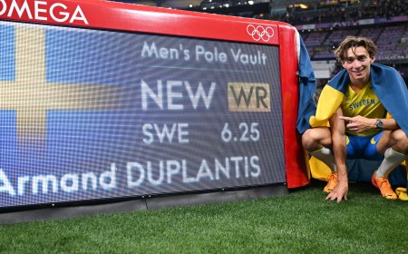 Duplantis sets new world record, retains Olympic pole vault title in Paris