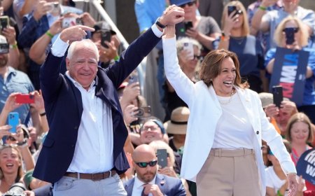 Harris, Walz rally seeking to build momentum in Blue Wall states with Michigan, Wisconsin stops