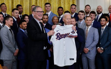 Biden hosts Texas Rangers at White House to celebrate 2023 World Series championship