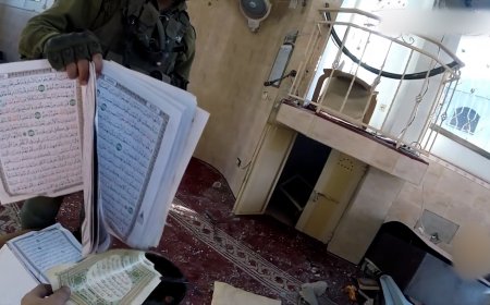 Video of Israeli forces burning the Quran and bombing Gaza mosque