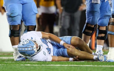 North Carolina QB Max Johnson exits game after brutal injury, out for the season