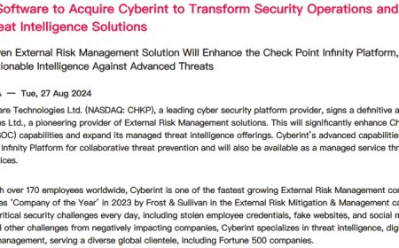 資安業者Check Point傳出將以2億美元買下外部風險控管業者Cyberint
