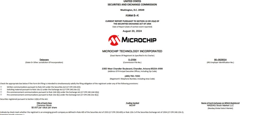 8月20日美國半導體製造商Microchip證實遭遇網路攻擊,部分工廠產能降低