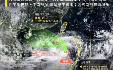 輕颱摩羯外圍環流挾雨彈 1張圖看未來7天降雨趨勢
