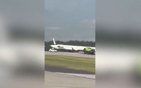 Video shows Delta plane's tail severed after collision while taxiing at Atlanta airport