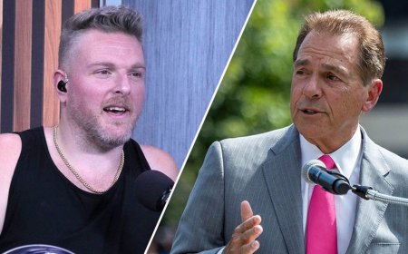 Pat McAfee feeds steak to Nick Saban out of his hand on ESPN