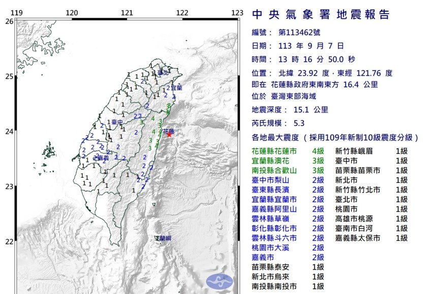 花蓮外海規模5.3地震 氣象署:0403能量釋放還沒完