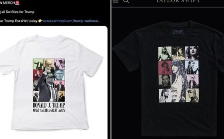 特朗普推竞选T恤 与泰勒丝时代巡回演唱会T恤极相似
